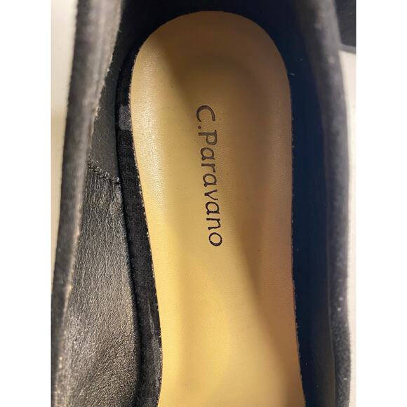 NEW C. Paravano Black Pointy Toe Low Heels Dress Pumps Rhinestone Buckle 42 11 - Picture 9 of 14